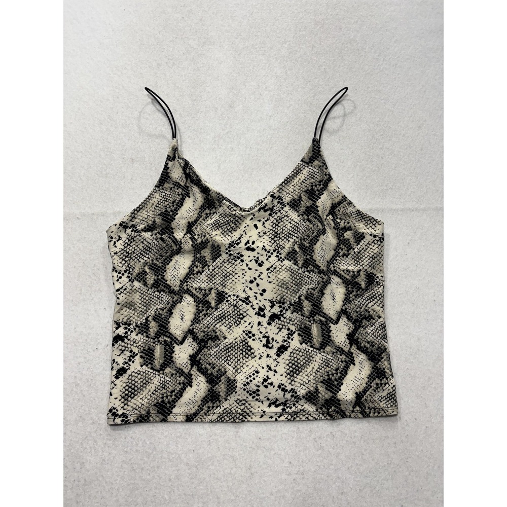 Vibe Sportswear Tank Top Womens Large Beige Snake Print V Neck Cami JKT 6235